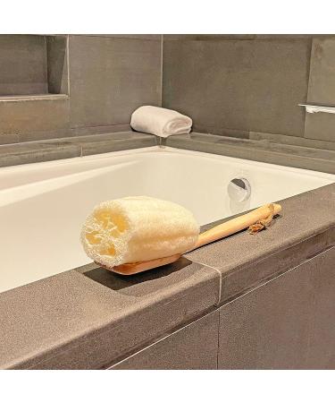 Natural Loofah Exfoliating Bath Brush | Body Luffa Loofa Sponge On a Stick | Scrubber with Wooden Handle for Men & Women | Bath Spa Shower (1 Pack) - Buy Online on SooperMarket.com