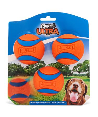 Chuckit!Ultra ball dog toy ball durable rubber high jumping power floating chuck it launcher compatible toy balls for dogs 3 pieces size M 3 pieces medium 3 pack