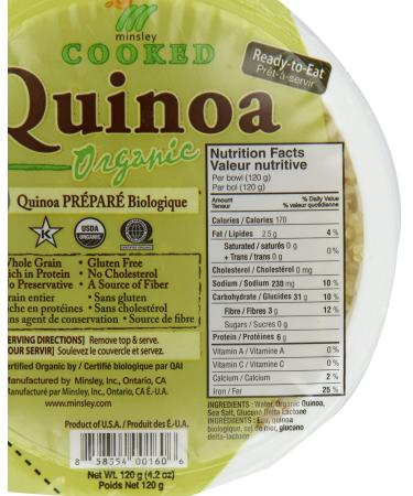 Minsley Cooked Organic Quinoa 4.2oz - Pack of 12 | Ready-to-Eat Quinoa for Easy Meals - Buy Online on SooperMarket.com