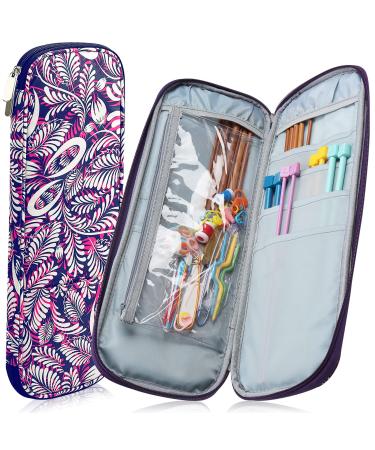 Coopay Knitting Needles Case Travel Knitting Needle Organizer Storage for Straight Knitting Needles (Up to 14'') Tunisian Crochet Hooks DPNs Crochet Accessories and Supplies Elegant Purple