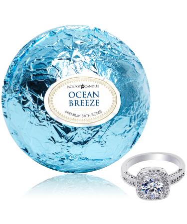 Bath Bomb with Size 8 Ring Inside Ocean Breeze Extra Large 10 oz. Made in USA style 8