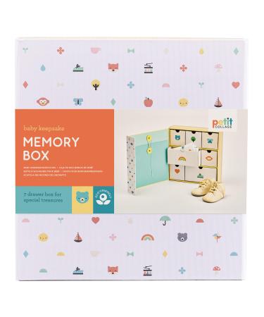 Petit Collage Newborn Baby Memory Box  Keepsake Box with 7-Drawers for All of Babys Firsts, Makes an Inspired Gift for Baby Showers and Expectant Moms