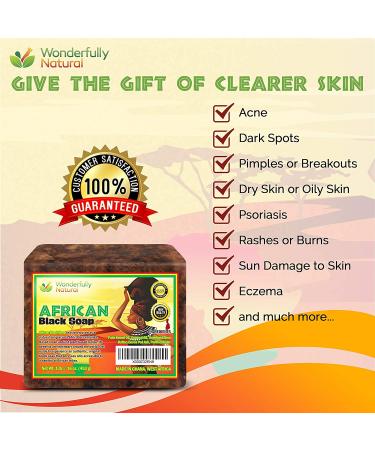 Organic African Black Soap 1lb Bar for Acne & Dark Spots | Face & Body Treatment | 60-Day Guarantee - Buy Online on SooperMarket.com
