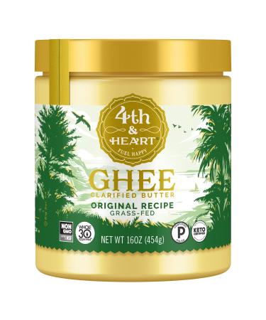 4th & Heart Original Grass-Fed Ghee Keto Pasture Raised Non-GMO Lactose Free Certified Paleo -16 Ounce