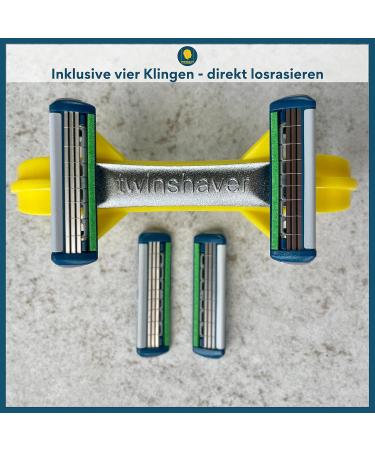 Twinshaver Bald Shaver 0mm | 4 Razor Blades Cut Protection & 80% Time Saving Body & Head Razor for Men & Women - Yellow/Silver - Buy Online on SooperMarket.com
