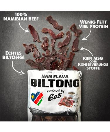 Nam Flava Original Biltong 500g - Premium Beef Jerky High Protein Dried Meat - International Shipping Available - Buy Online on SooperMarket.com