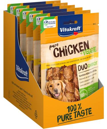 Vitastras Carrow chicken sticks couch stick with lean chicken meat and carrot dog snack ideal as a reward for in between without the addition of sugar and cereals (9x 80g)