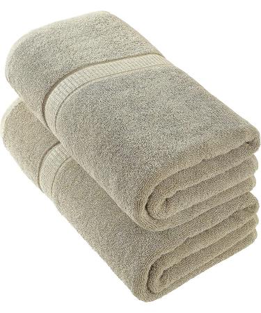 Oakias 2 Pack Luxury Beige Bath Sheets - 35 x 70 Inches, 600 GSM Extra Large Towels - Buy Online on SooperMarket.com