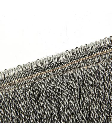 Fenghuangwu 5.5 Yard Bullion Fringe Trim - High-Density Fabric Embellishments for Sewing and DIY Decoration - Mix Silver+Black - Buy Online on SooperMarket.com