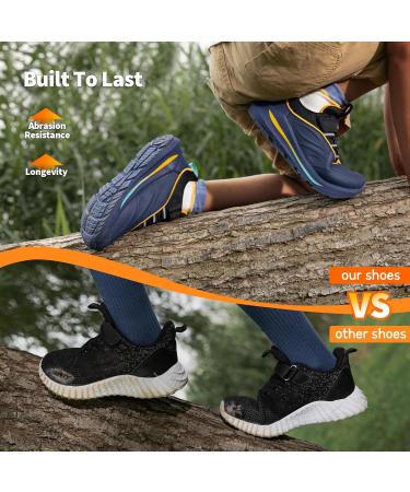 Dream Pairs Kids Sneakers - Waterproof Sports Shoes for Boys & Girls Breathable Running & Fitness Shoes with Velcro Size 32 EU - Dark Blue/Black - Buy Online on SooperMarket.com