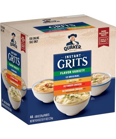 Quaker Instant Grits, 4 Flavor Variety Pack, 0.98oz Packets (44 Pack)