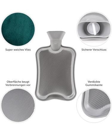 Blum Valley 1.5L Baby Heat Bottle - Washable Soft Fleece Hot Water Bottle for Children - Eco-Friendly Natural Rubber - Green Fluffy Bed Bottle - Buy Online on SooperMarket.com
