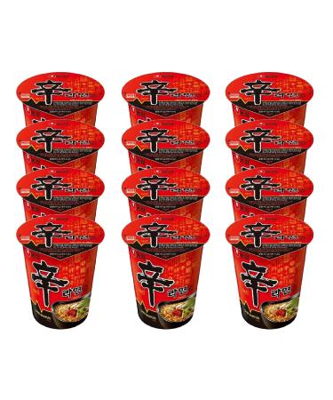 TOPLINE Shin Cup Noodles Multipack - 2 Boxes of 6 x 86g Gourmet Hot & Spicy Instant Pot Korean Noodles with Topline Card for Packed Lunch Snacks Camping Meals