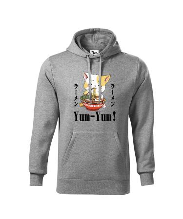 Kawaii Neko Ramen Lover Japanese Noodle Anime Unisex Hoodie Grey S