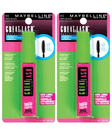 Maybelline New York Great Lash Waterproof Mascara Makeup, Very Black, 0.43 Fl Oz (Pack of 2) WATERPROOF VERY BLACK 0.43 Fl Oz (Pack of 2)