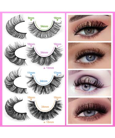 Newcally 20 Pairs D Curl Mink False Eyelashes - Fluffy Natural Look Russian Strip Lashes - Buy Online on SooperMarket.com