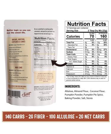 SWEET LOGIC Keto Baking Mix - Pumpkin Spice | Low Carb, Gluten Free, Diabetic Friendly | 1-2G Net Carbs Per Serving - Buy Online on SooperMarket.com