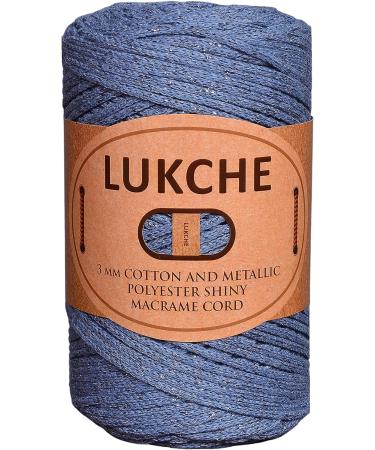 Shiny Macrame Cord 3mm 224 Yards, Cotton and Polyester Blend - Aviator Blue Color for Bags, Wall Hangers, Carpets - Craft Supplies - Buy Online on SooperMarket.com