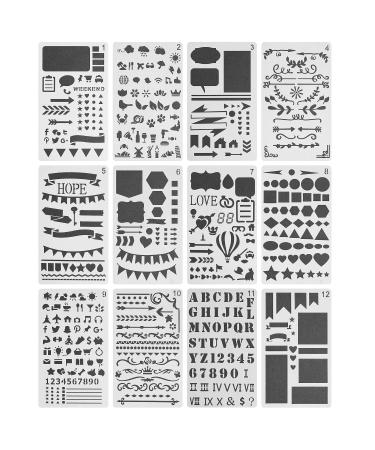 Mr. Pen- Journaling Stencil, 12 Pack, Stencils, 4x7 Inch, Bullet Journaling Supplies, Stencil Set, Journal Stencils, Journal Stencil, Planner Stencils, Bullet Journaling Stencil, Stencils for Planners