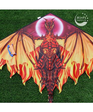 Dragon Kite for Kids and Adults - Easy-to-Fly Delta Beach Kite with 300ft String - Fiery Colors - Buy Online on SooperMarket.com