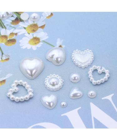 YAEISM 550Pcs Creamy White Pearl 3D Nail Charms - Assorted Shapes for Nail Art and Jewelry DIY - Buy Online on SooperMarket.com
