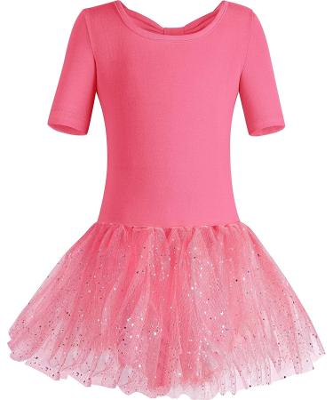 MOLLDAN Girls Ballet Leotard with Shiny Skirt and Ruffle Sleeves - Z-bow Burgundy - Size 6-8 Years - Buy Online on SooperMarket.com