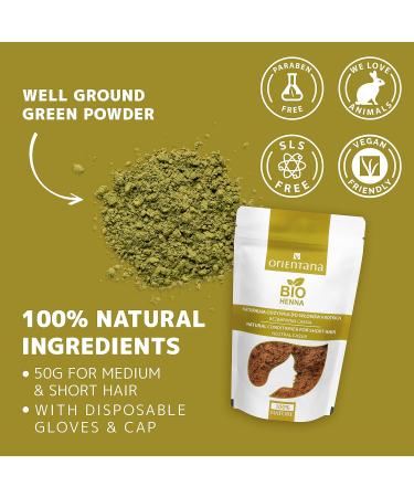 Orientana Organic Henna Powder for Short Hair | 100% Natural & Vegan Hair Conditioner | Colorless Sulfate & Paraben-Free | Strengthens Hair - 50g - Buy Online on SooperMarket.com