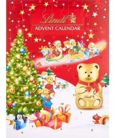 Lindt chocolate teddy advent calendar 2023 |172 G |24 sweet surprises partly filled with milk cream |Chocolate for the Christmas season |For children |Chocolate gift chocolate chocolate surprise 172 g (1 Pack)