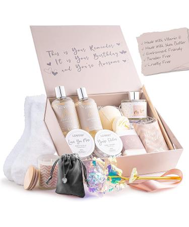 Luxury Birthday Spa Gift Set for Women with Bath Essentials, Diffuser, Candle, Necklace, 24k Rose & More - Buy Online on SooperMarket.com