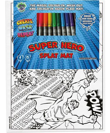 Splat Planet Superhero Cotton Toddler Placemat with 10 Washable Magic Pens - Buy Online on SooperMarket.com