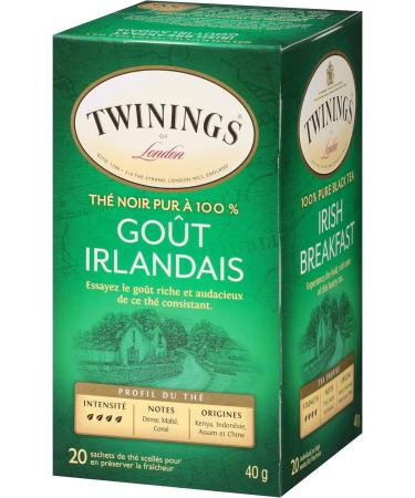 Twinings Irish Breakfast Individually Wrapped Tea Bags | Caffeinated Thick Malty Full-Bodied 100% Black Tea | 20 Count (Pack of 6) | Enjoy Hot or Iced Irish Breakfast 20 Count (Pack of 6) - Buy Online on SooperMarket.com