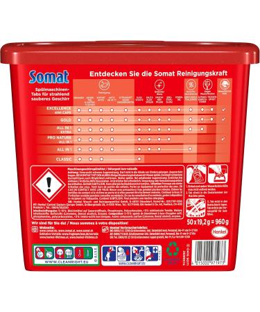 Somat Gold Dishwasher Tabs - 50 Powerful Flush Tabs for Best Shine & Burn Resistance | International Shipping - Buy Online on SooperMarket.com