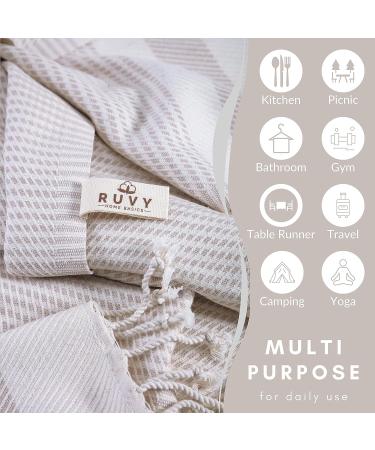 Ruvy Home Basics Turkish Hand Towels Set of 2 - 18x40 Cotton Bathroom & Kitchen Towels - Beige Modern | Perfect for Bathroom, Kitchen, Yoga, Gym - 2 Pack - Buy Online on SooperMarket.com