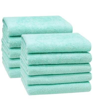 Zollner 10 Set towels in 50x100 cm - suction -strong and soft shower towels in MINT - with a practical hanger - washable up to 60 C - cotton - hotel quality 10x towels MINT