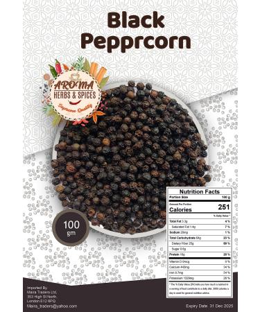 Black Peppercorns | 100gm | Whole Black Pepper | Natural | Without Additives | 100% Natural Whole Black Peppercorns | Premium Quality 100 Gram