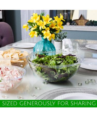 PLASTICPRO Disposable 150 Ounce Round Crystal Clear Plastic Serving Bowls - Pack of 2 | Party Salad & Chip Bowls - Snack & Candy Dish Container - Buy Online on SooperMarket.com