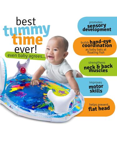 Splashin'kids Inflatable Tummy Time Water Mat with Mirror & Rattles for Infants & Toddlers - Fun Activity Center for Baby Stimulation & Growth - Buy Online on SooperMarket.com