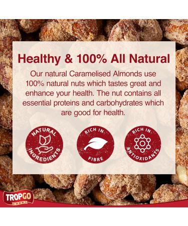 Tropgo Caramelised Almonds 180g - Sweet Nuts in a Resealable and Recyclable Nut Tub - Wholesome Trail Mix with Fibre Protein and Essential Minerals - Healthy Nuts for All Ages - Buy Online on SooperMarket.com