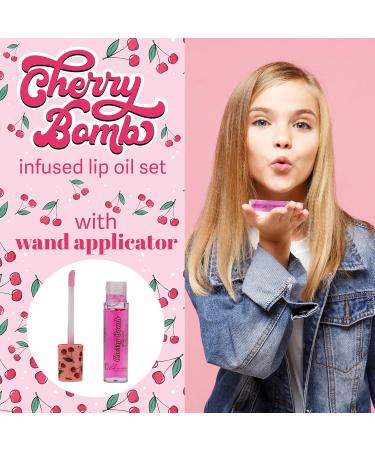 Expressions 5pc Cherry Bomb Lip Oil Set | Healing Cherry Infused Lip Care & Repair with Precision Applicator - Buy Online on SooperMarket.com