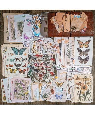 Knaid Vintage Scrapbook Supplies Pack - 200 Pieces for Junk Journals, Planners & Bullet Journals | Botanical Paper Stickers & Craft Kits for Aesthetic Cottagecore Collage Albums - Nature Theme - Buy Online on SooperMarket.com