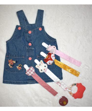 Pacifier Clip Holder Leash for Baby Boy Girl Newborn Toddler Teether Teething Dummy - 4 Pack Blue Girls Design - Buy Online on SooperMarket.com