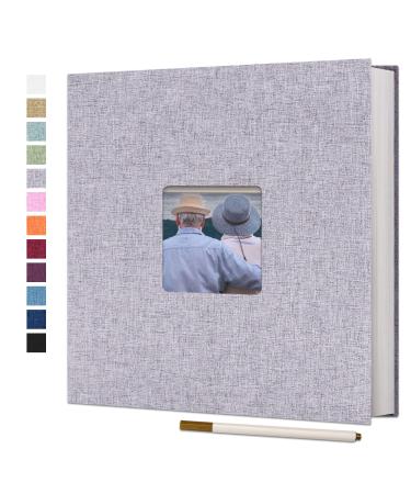 Vienrose Large Photo Album Self Adhesive for 4x6 8x10 Pictures Linen Scrapbook Album DIY 40 Blank Pages with A Metallic Pen 11x10.6 40Pages Grey