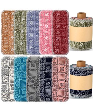 Vitalcozy 50 pieces reusable toilet towels washable bidet towels reconnectable towels paperless towels roll absorbent cotton towels paper towels for kitchen vintage flower