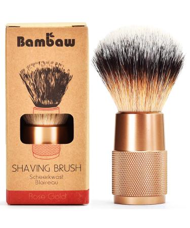 Synthetic Shaving Brush Rose Gold | Vegan Shaving Brush | Razor Bumps Treatment for Women | Shaving Brush in Metal for Ingrown Hair and Razor Burn Treatment| Pre Shave Exfoliator for Women | Bambaw