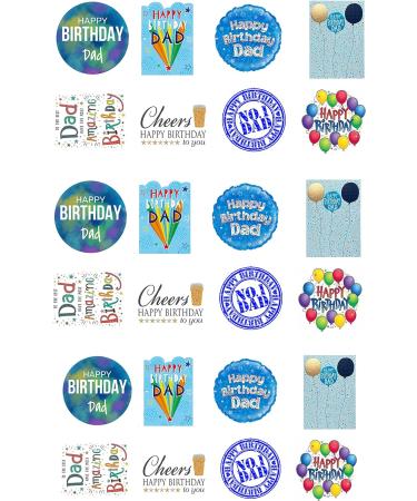 24 Stand Up Happy Birthday Dad Daddy Father Themed Edible Wafer paper Cake Toppers Decorations - Buy Online on SooperMarket.com