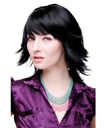 WIG ME UP - 8019-2 Wig black sharp hairstyle straight layered hair wetlook optics
