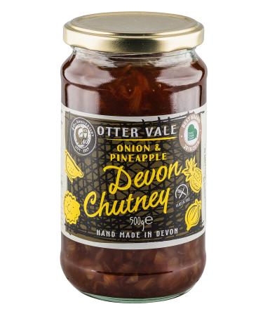 Otter Vale Devon Onion and Pineapple Chutney Sweet and Tangy Mix of Onion and Marmalade Hand-Made in Devon Gluten-Free 500 g Glass jar 500 g (Pack of 1) Devon Onion & Pineapple Chutney