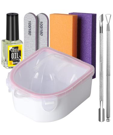 Nail Soaking Bowl  Teenitor Soak Off Gel Polish Dip Powder Remover  Manicure Bowl for Hand  Cuticle Remover Tools  Nail Brush  Cuticle Pusher Cuticle Pusher Oil  Cuticle Peeler Nail File Buffer