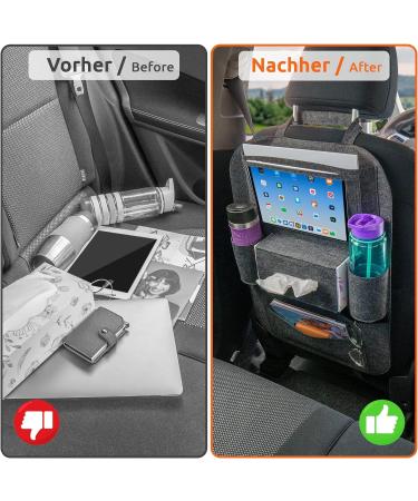 ECENCE 2x Car Seat Organizer | Felt Material | Back Seat Storage for Kids | 60cm/23.6in | Tablet Holder | Model 2.0 - Buy Online on SooperMarket.com
