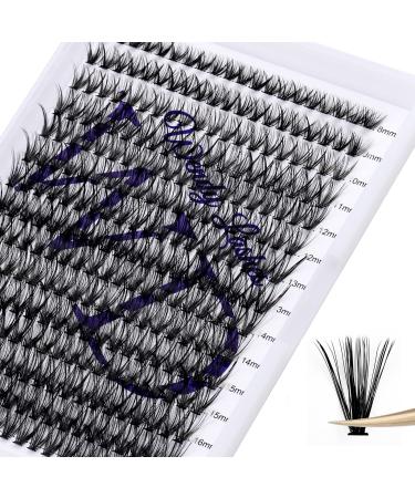 Individual Lashes 300PCS Cluster Lashes Extension D Curl 40D 0.07mm 8-16mm Mixed Lash Clusters Wide Stem Individual Eyelashes Clusters DIY Eyelashes Extensions at Home(Cluster-40D-0.07-D-MIX8-16) RR-8-16mm Cluster Lashes-40D-0.07-D